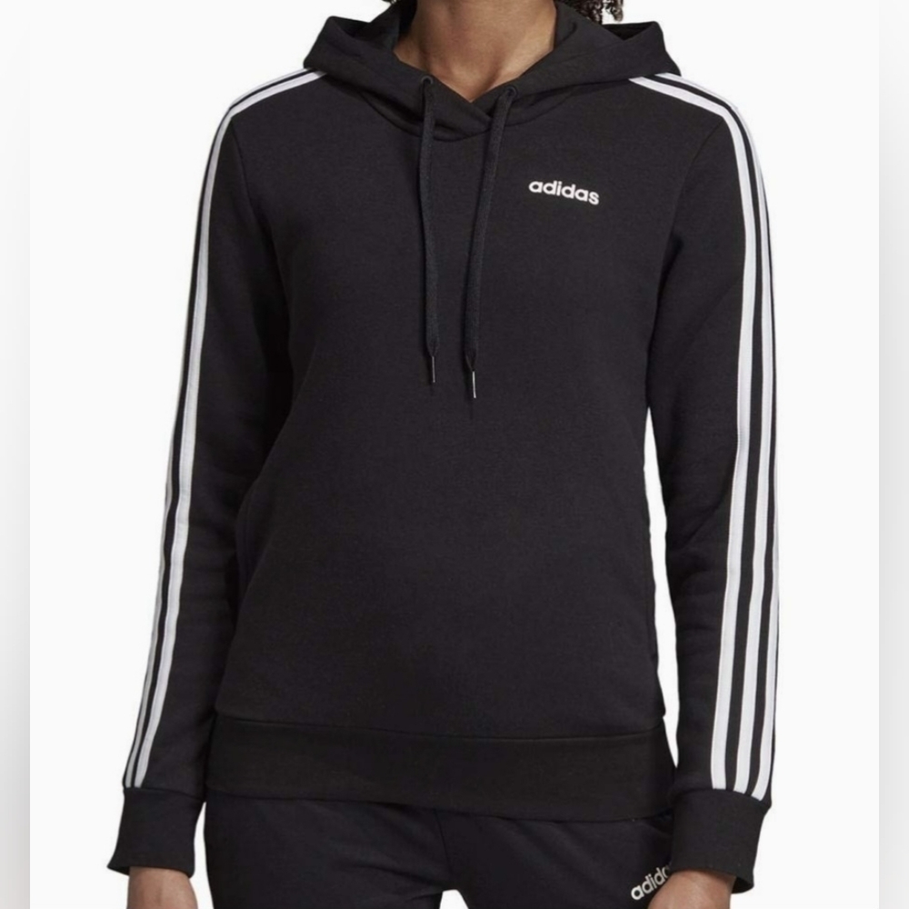 Adidas Essentials 3-Stripes Hoodie Black Pullover Athletic Sweatshirt Small
